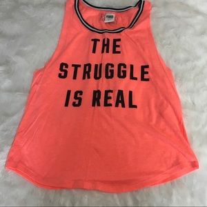PINK muscle tank.  Neon orange
